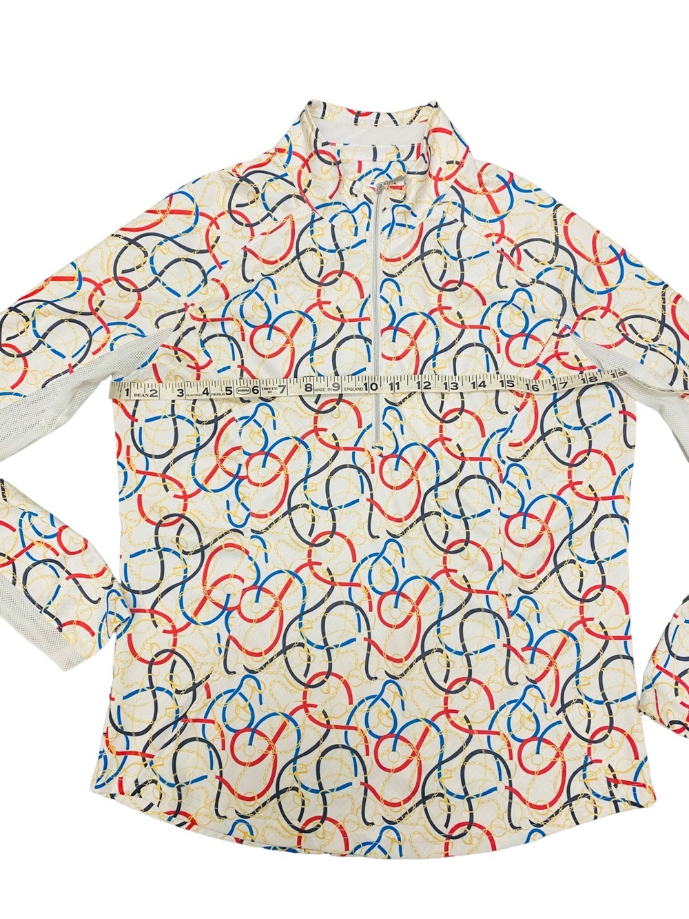 Pebble Beach DryLuxePerformance Women M Lg Sleeve 1/4 Zip Pullover GeometricGolf
